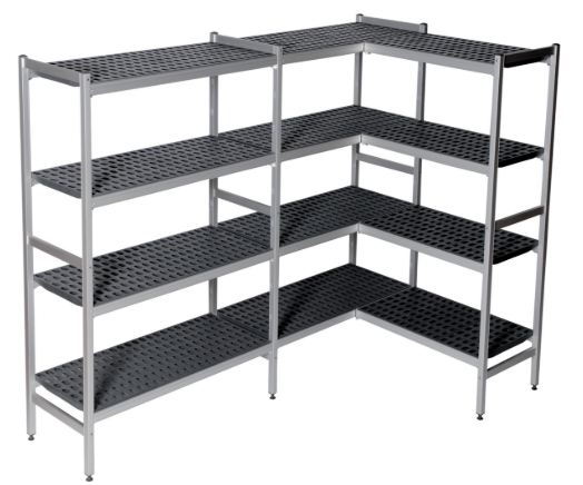 ESTANTERÍAS ESTRUCTURA EN DURALUMINIO, PARRILLAS EN POLIPROPILENO