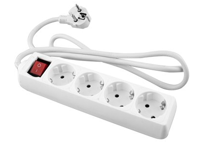 Base blanca Onlex t/t interruptor cable 1,5mts 4 tomas