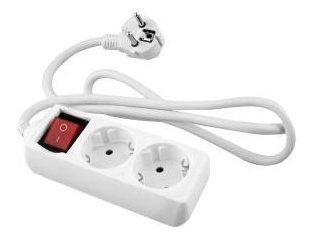 Base  blanca Onlex t/t interruptor cable 1,5 mts 2 tomas