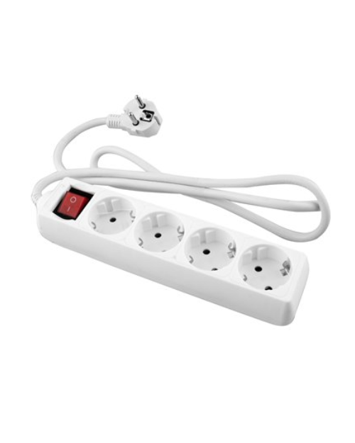 Base blanca Onlex t/t interruptor cable 1,5mts 4 tomas